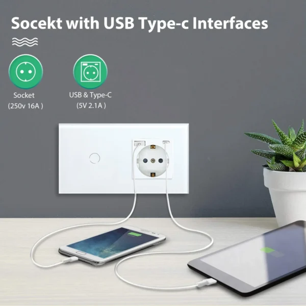 Touch Prekidač + USB C Utičnica