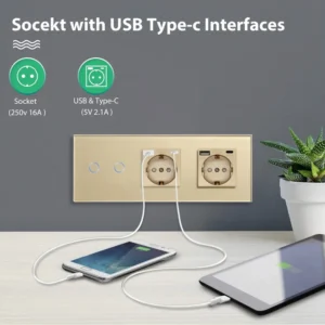 Touch Prekidač + Dupla USB C Utičnica