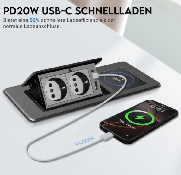 Ugradna 2x utičnica + USB-A + USB-C + Wifi punjač